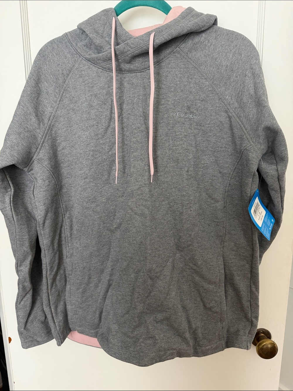 Columbia Gray Pullover Hoodie with Pink Accents